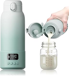 Portable Bottle Warmer Extended Battery Life - Dual Heating Modes for Breast Milk & Water, 17 Ounces, Fast Heating, Ideal for Travel, Outdoor, Baby Shower, Green