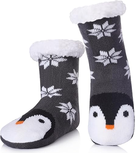 TRUEHAN Calcetines para niños y niñas, suaves, gruesos, acogedores, peludos, antideslizantes, para invierno, térmicos, de Navidad, para interiores