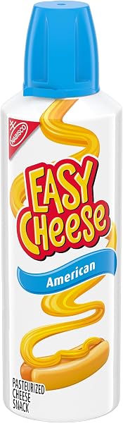 Eine Dose Easy Cheese Sprühkäse American, bereit zur Anwendung.