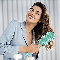 Vista 6 de Cepillo de pelo rizado, cepillo definidor de rizos, cepillo de pelo, flexible, mejora de rizos, reduce tirones (verde)