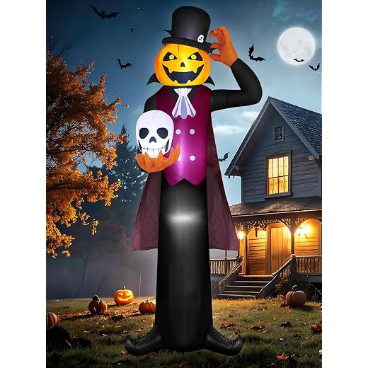 12FT Giant Halloween Inflatables Pumpkin Ghost Vampire, Halloween Decorations Outdoor Spooky Blow Ups Yard Decoration Large Huge Creepy Blowups Built-in Full-Body LEDs for Holiday Party Lawn