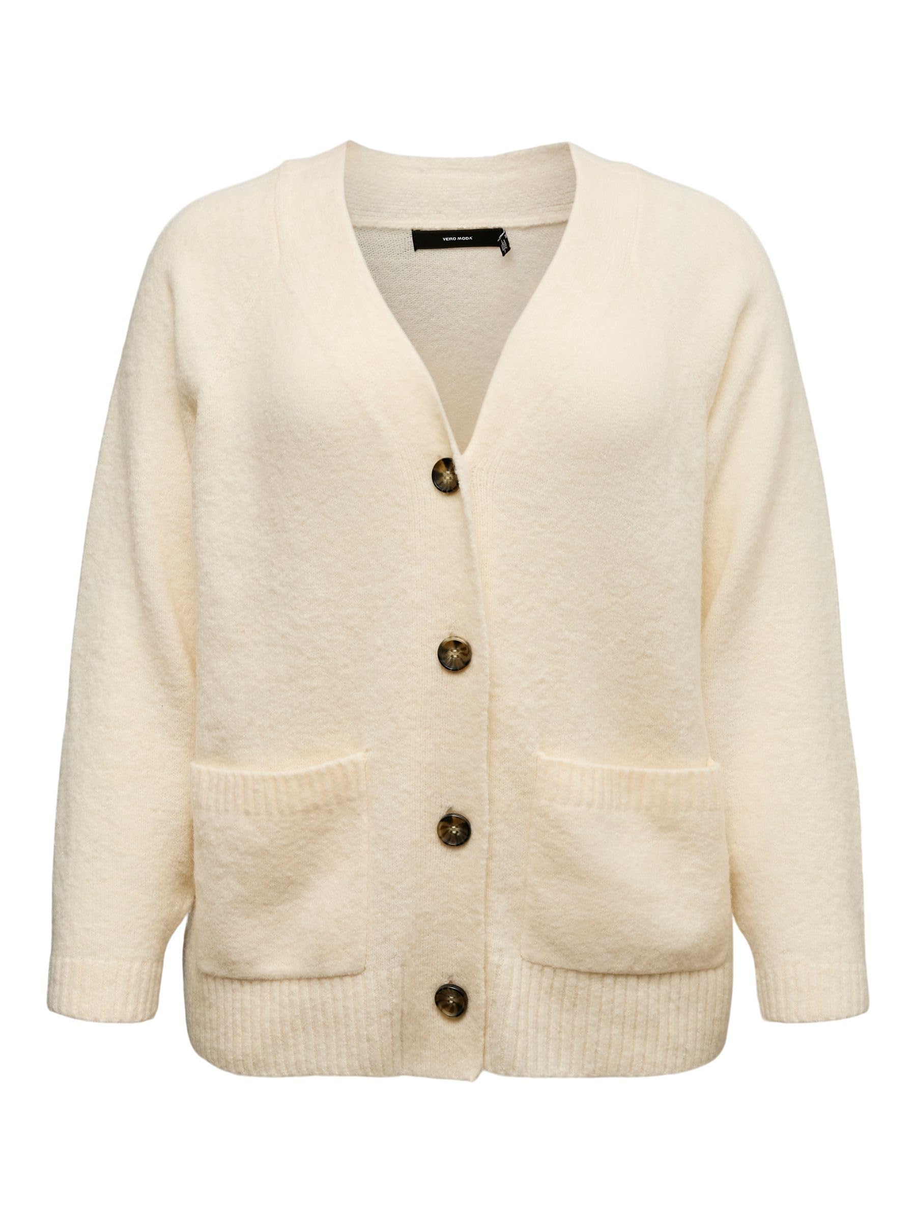 VERO Moda Women's Vmcboom LS V-Neck Button Cardigan G Cur Vmcboom LS V-Neck Button Cardigan G Cur (Pack of 1)