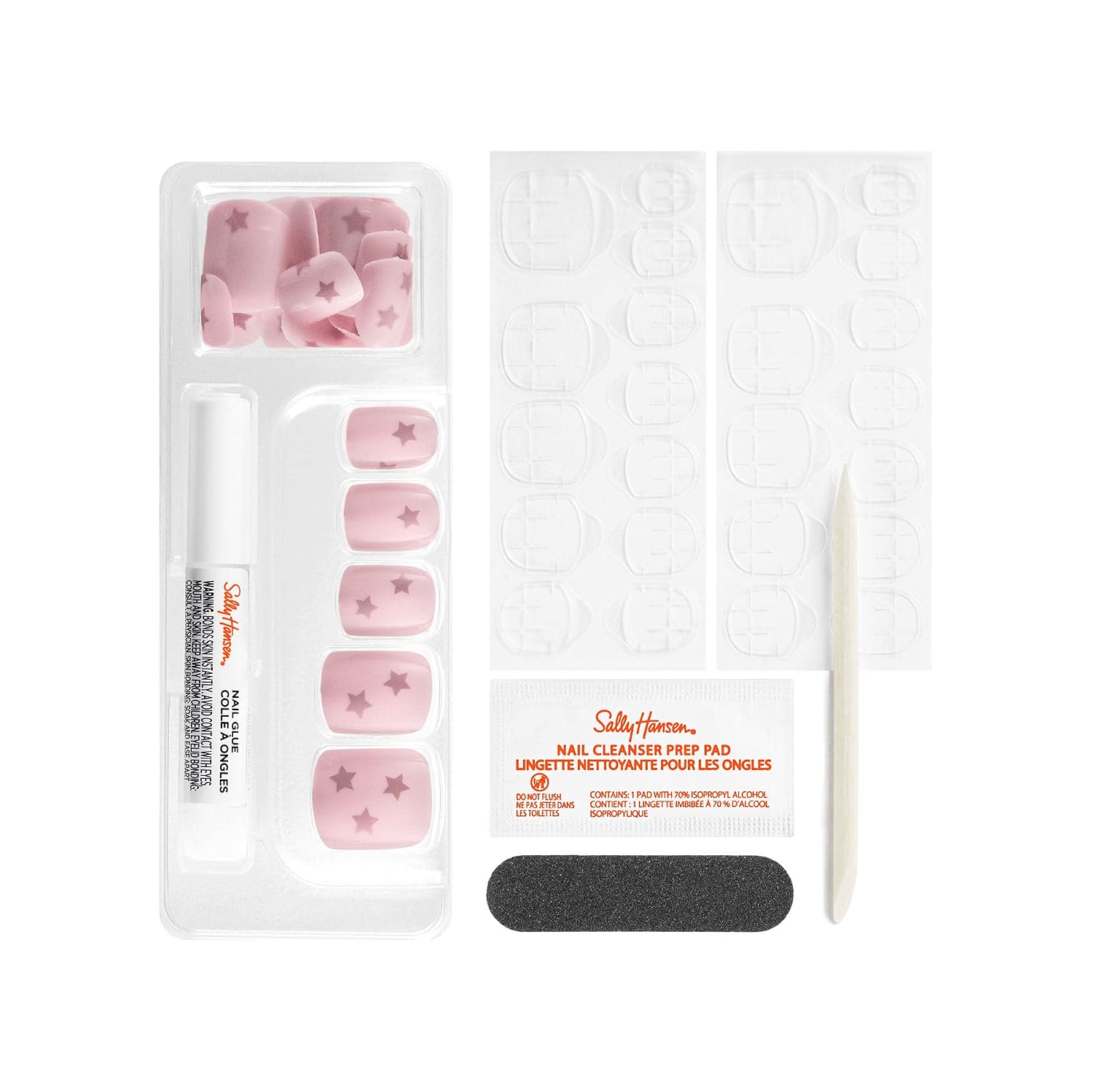 Sally Hansen Salon Effects® Perfect Manicure, What A Star!, Press On Nails, Square Shaped, Non-Damaging Adhesive Tabs, File, and Alcohol Pad Included