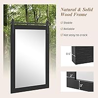 Vista 5 de Tangkula Farmhouse Wall Mirror, Rustic Bathroom Mirror with Wood Frame & Metal Bracket, Wall Mounted Barn Door Mirror for Living Room, Bathroom, 24