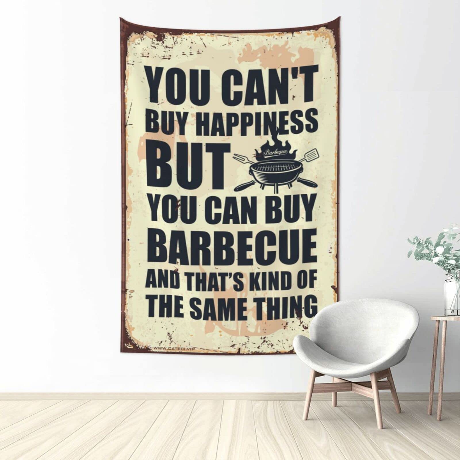 Dsocuiubos Outdoor Bar Decor You Can't Buy Happiness But You Can Buy Barbecue Tapestry Men Cave Decor Beer Decorations for Man Cave (Size : 75X100CM)