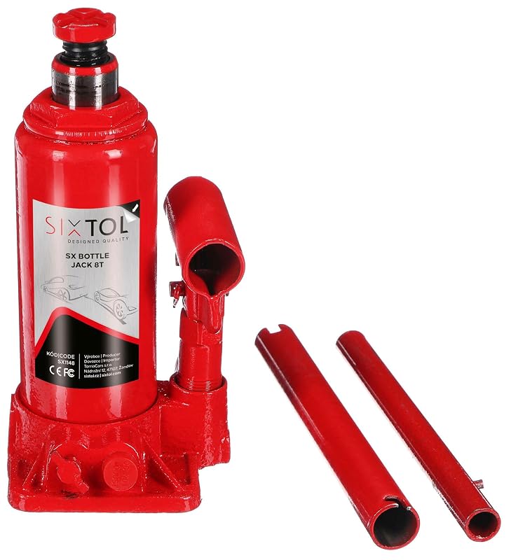 Macaco garrafa hidráulico SIXTOL SX1148 8 t compacto com parafuso ajustável
