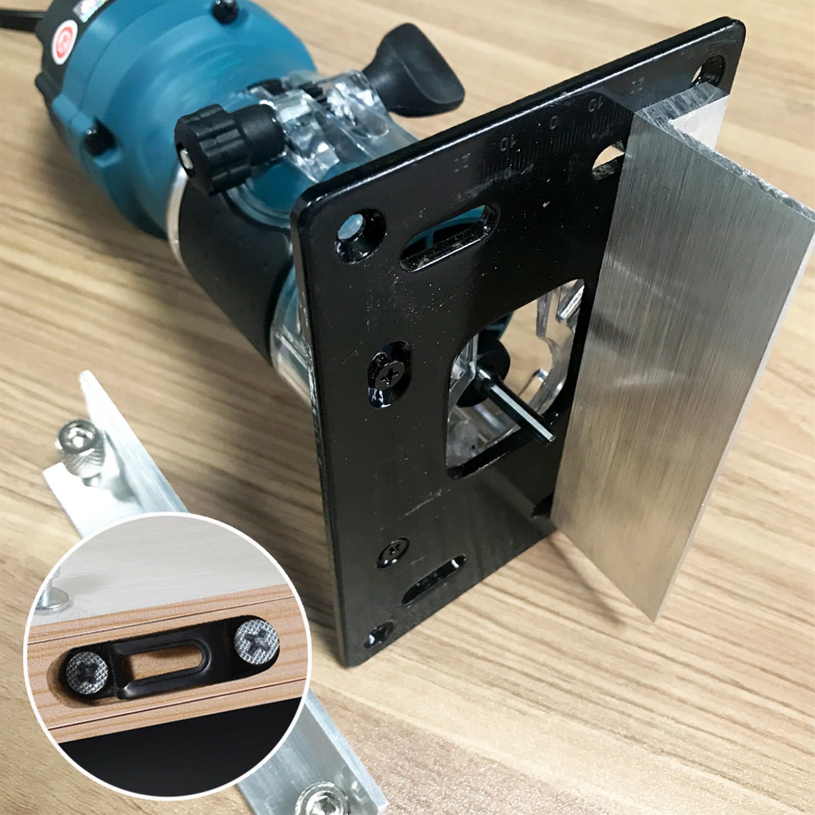 Soporte para máquina de ranurado y rebajado de madera 2 en 1, localizador ajustable para enrutador con conjunto de abrazaderas rectas y semipasantes para un trabajo preciso en