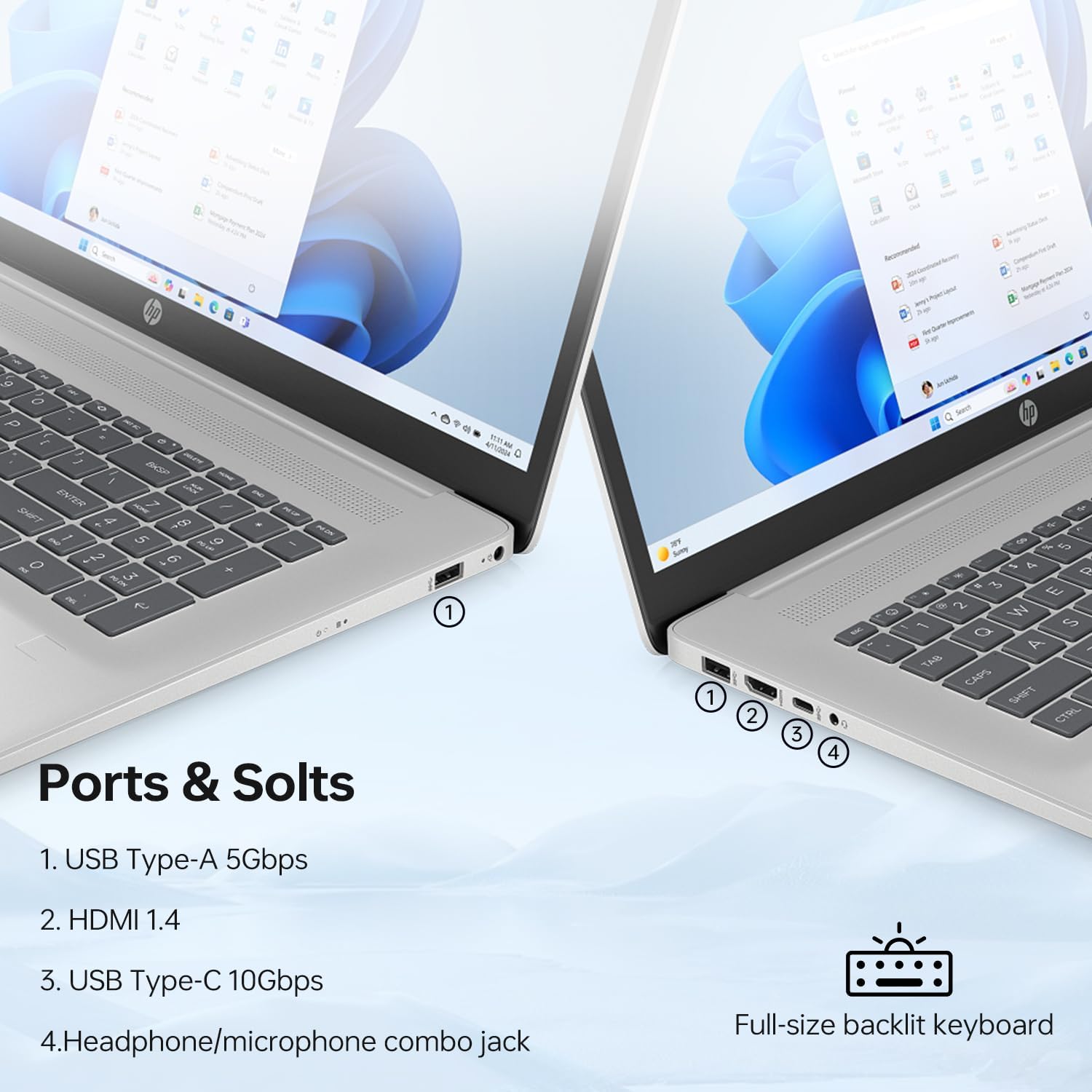 HP 17.3" Touchscreen Business Copliot AI Laptop, Intel Core Ultra 5 225U, 32GB DDR5 RAM, 1TB SSD, Wi-Fi 6, Win11 Home, Backlit Keyboard &Numeric Keypad, Webcam, Fingerprint Reader, Battery Fast charge image 6