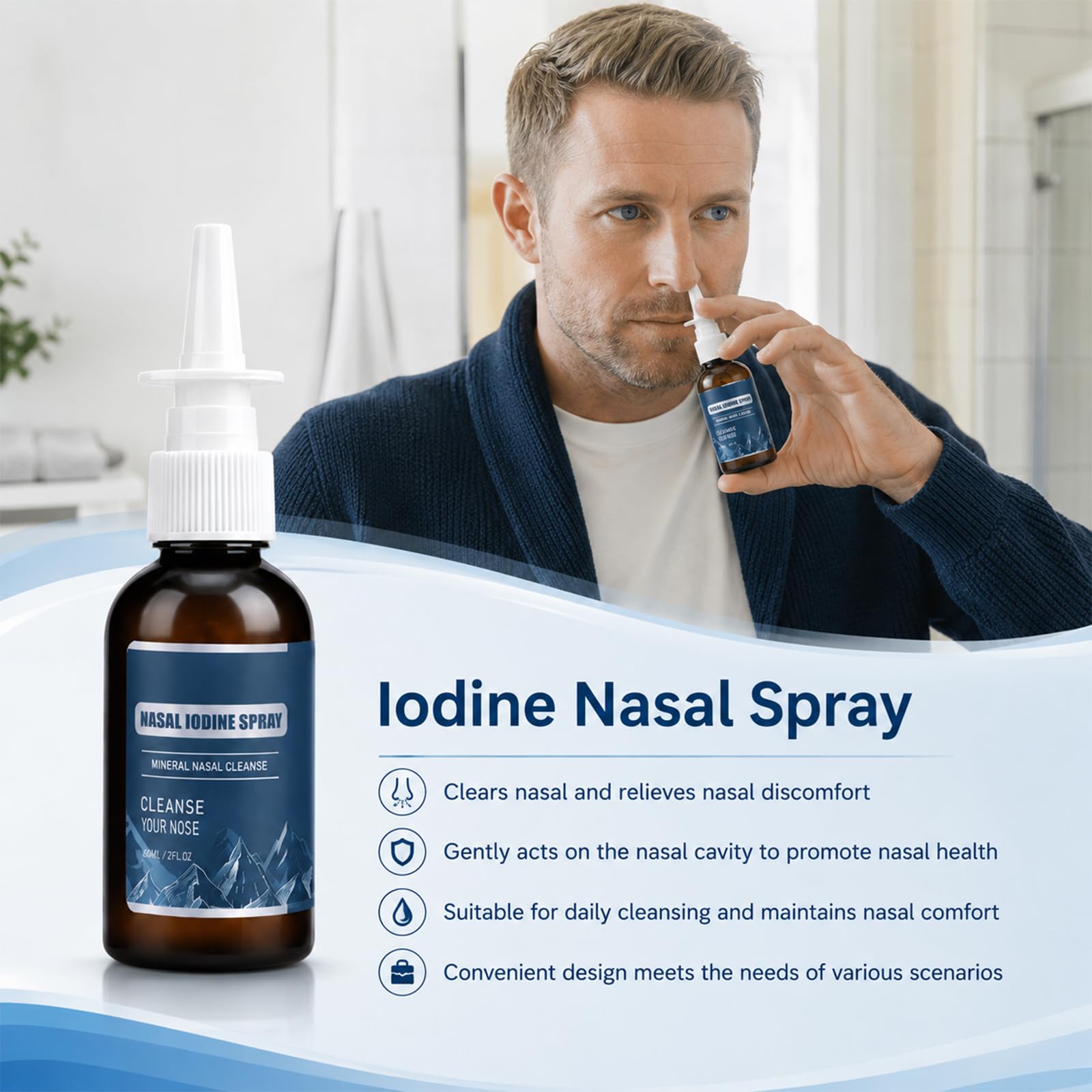 KLIFE 2Pcs Iodine Nasal Spray, Fine Mist Nasal Iodine Spray with Fulvic Acid, Non-Medicated, Cleanse & Care Mist for Dry Air, Travel & Daily Use — Amazon image 3