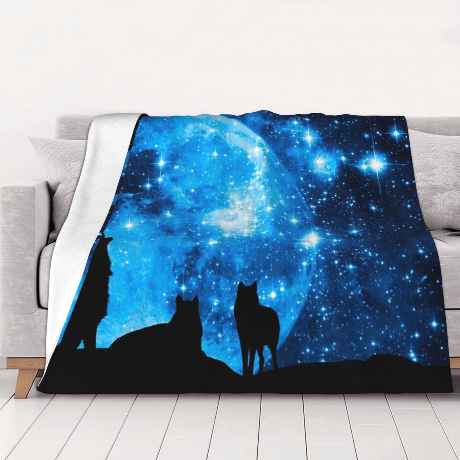 AUBKFELD Wolfs Printed Flannel Blanket 200x150 CM, Soft & Warm Throw Blanket for Sofa/Couch/Bed/Car, Gifts for Audlts Women Men