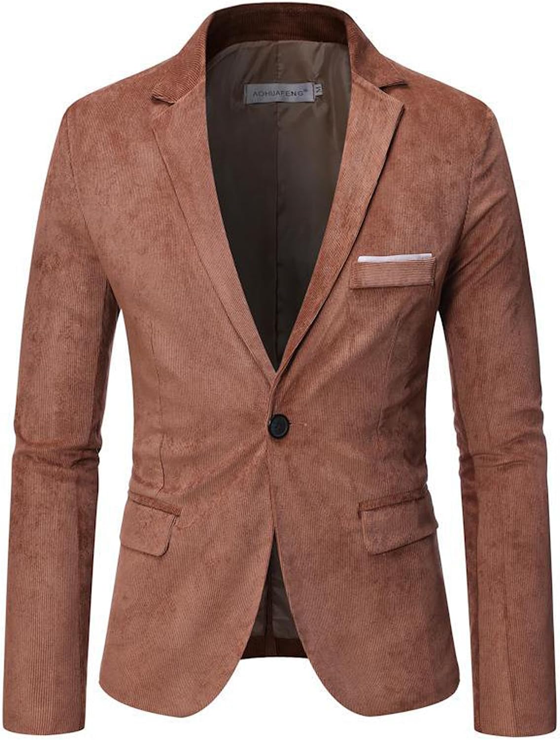 Bestgift Men's Casual Corduroy Suit Jacket Solid Color Suit Jacket