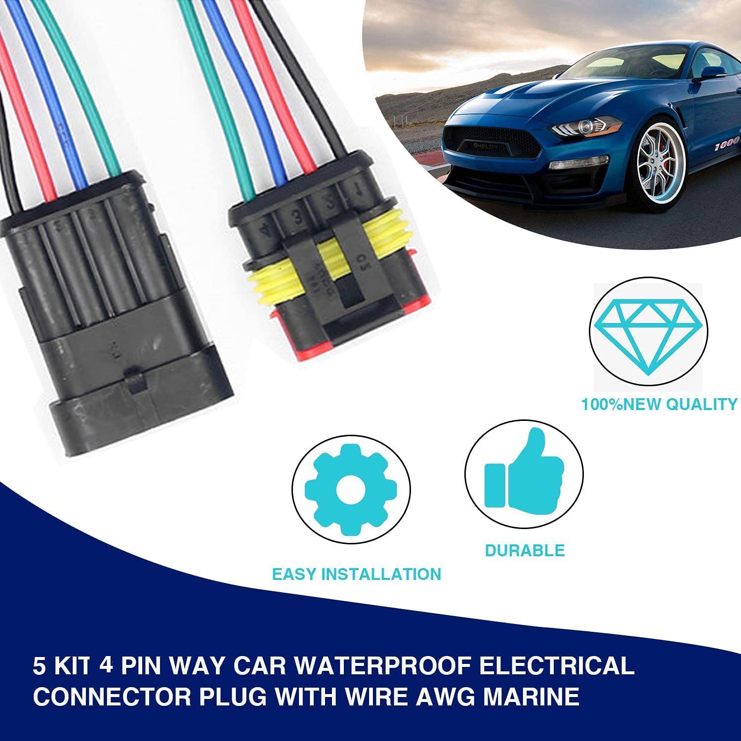 Connettori Elettrici Impermeabili 4 Pin - 6 Set Con 30 Terminali A Saldare Per Auto, Moto, Barche - Foto 4