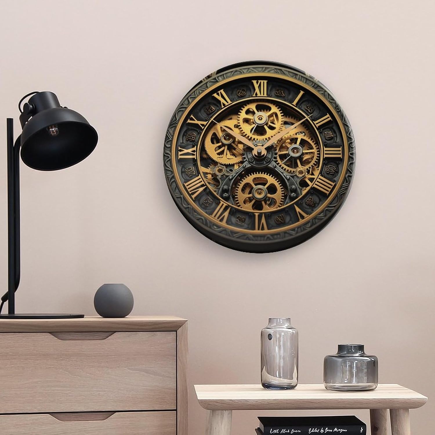 Bone China Decorative Plates Clock Gear Ceramic Decorative Plate Wall Decor with Display Stand Ceramic Ornaments for Wall Hanging Decoration