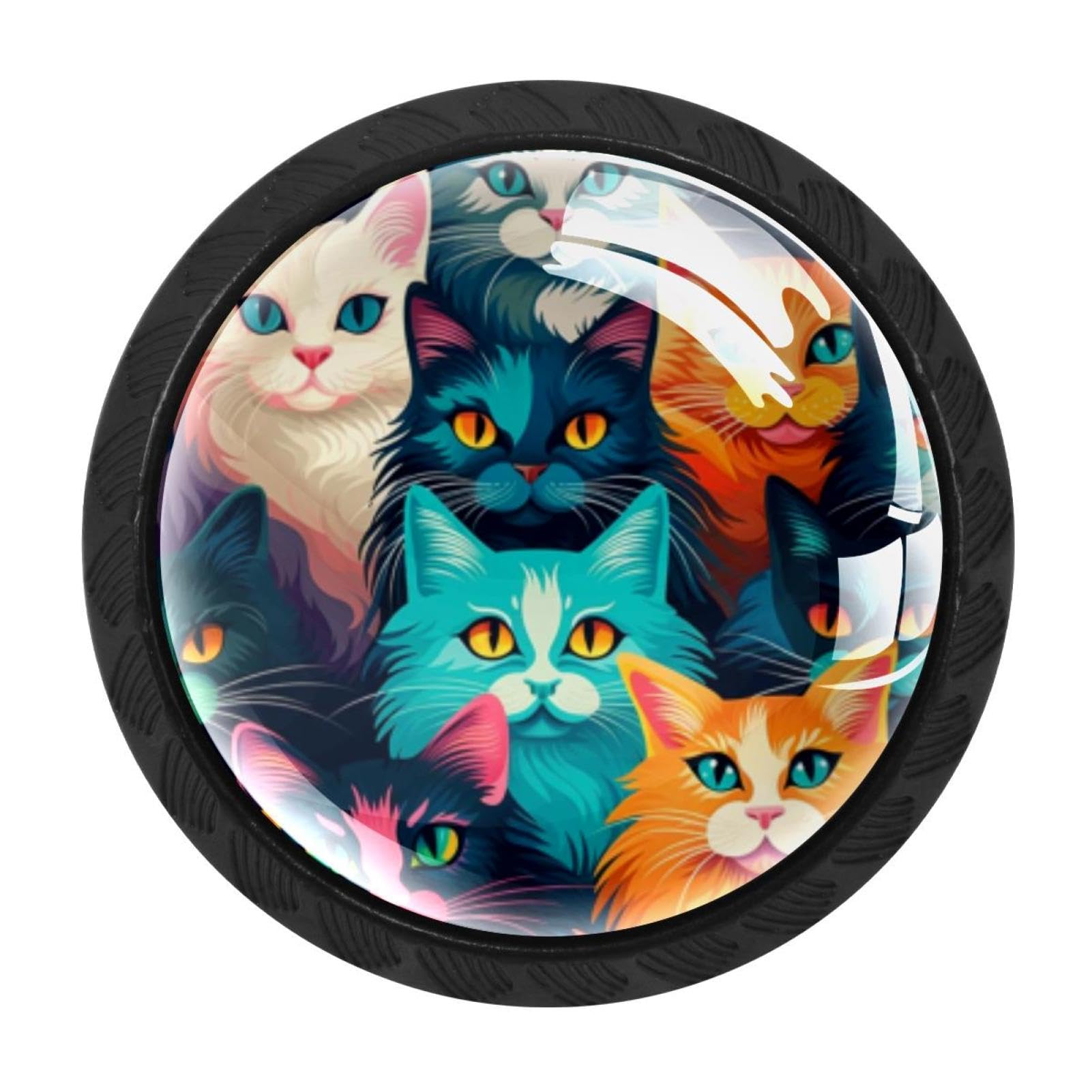 Chenzzzz Multicolored 02 4 Pcs Cat Crystal Glass Cabinet Knob Drawer Pull Handle For Kitchen Cupboard Dresser Wardrobe Etc