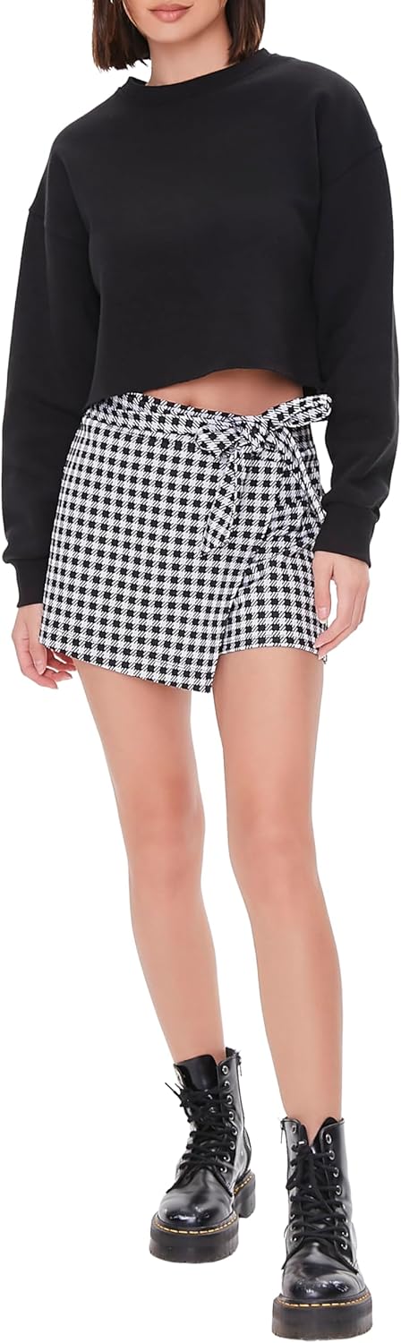 Forever 21 Womens Gingham Wrap Skort