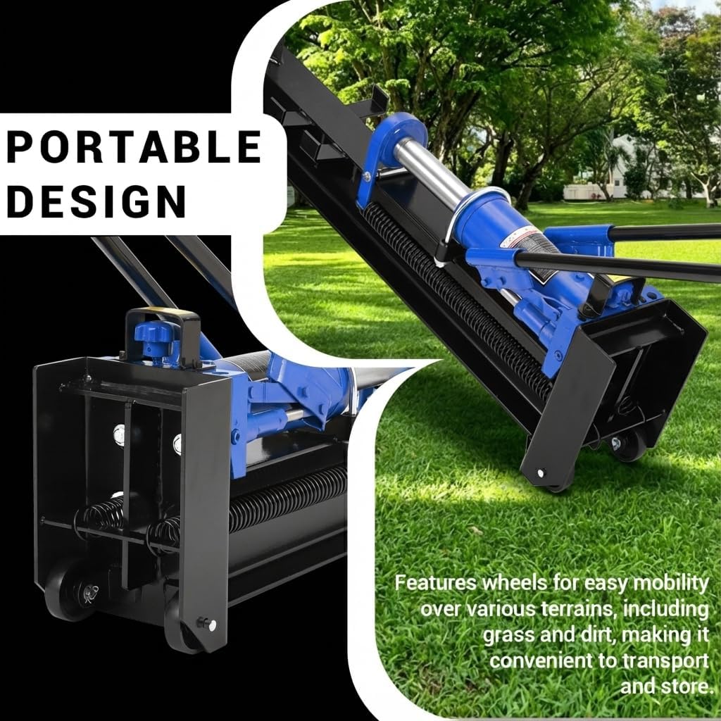 Garvee 12 Ton Hydraulic Log Splitter, Manual Wood Splitter with 2-Speed Operation & Built-in Wheels, Hand Powered Log Cutter for Firewood with Full Steel Construction, Max 18.7" Log