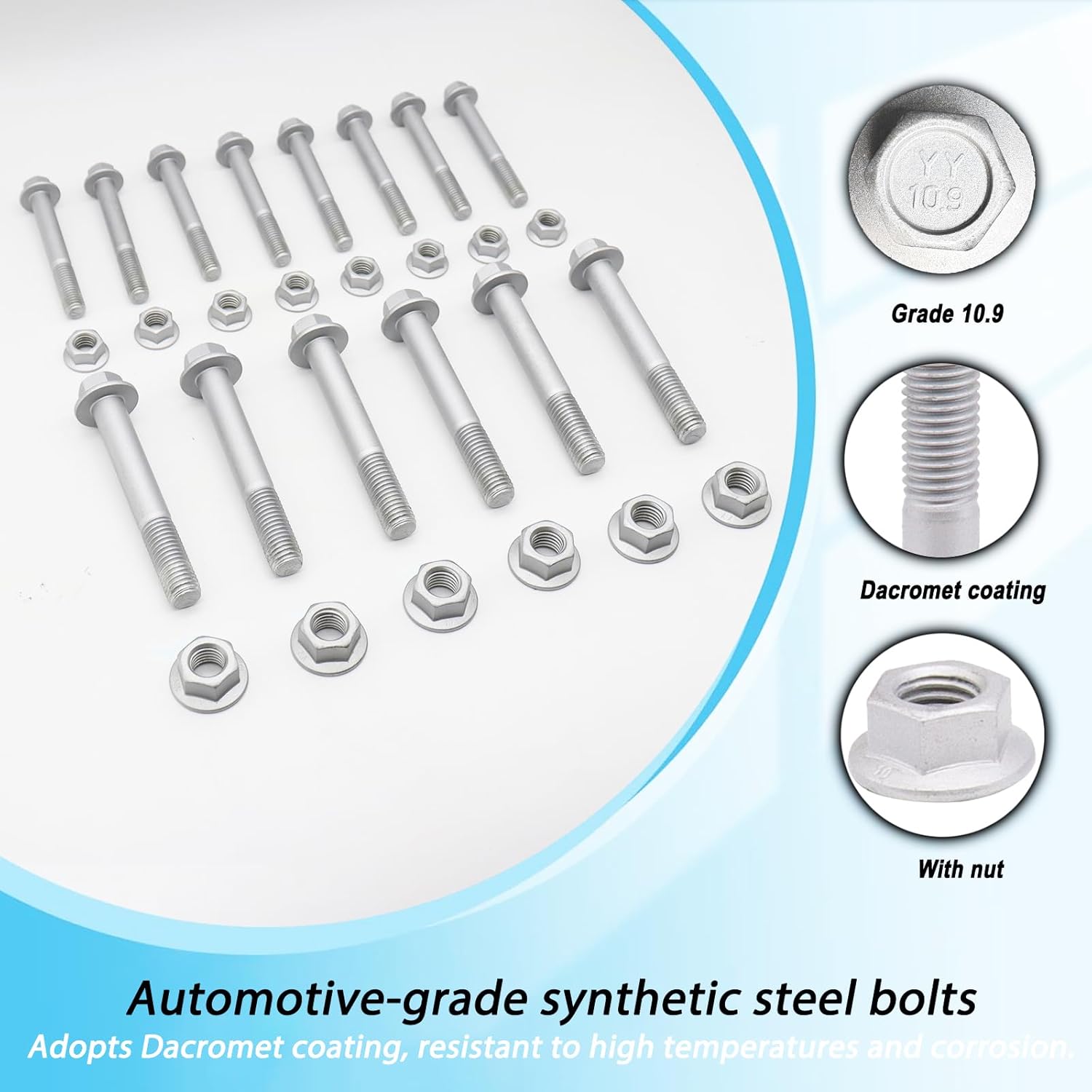 10.9 Class Front Rear Upper Lower Control Arm Bolt Kit Compatible with 1997-2006 Jeep Wrangler TJ