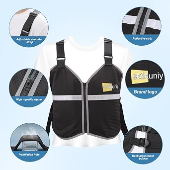Cooling Vest for Men & Women with 8 Reusable Ice Packs, Lightweight Adjustable Breathable Design with Reflective Strips for Hot Weather, Outdoor Work, Running, Gardening