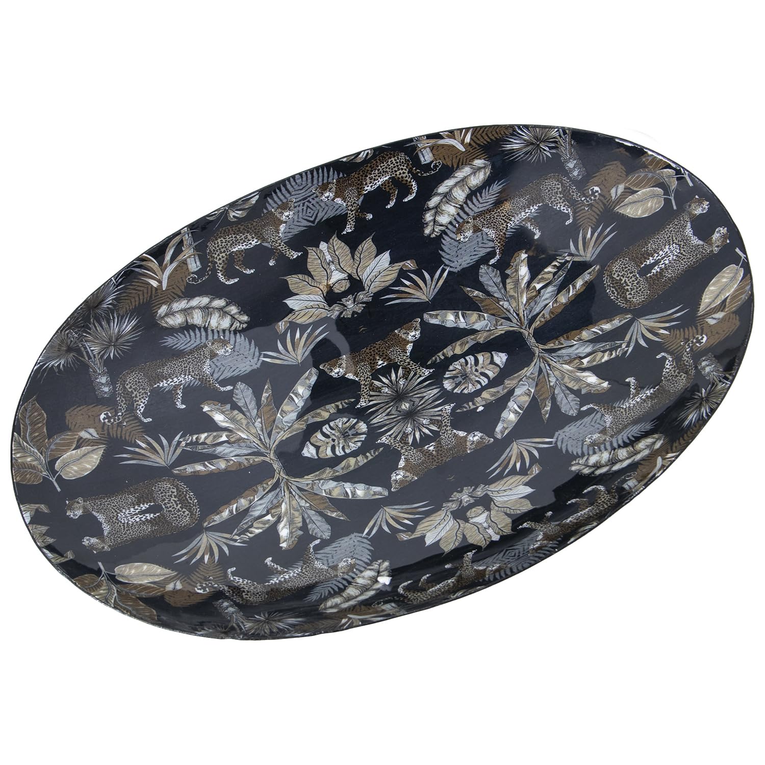 Coupelle léopard en émail et métal chic 36cm pour intérieur raffiné