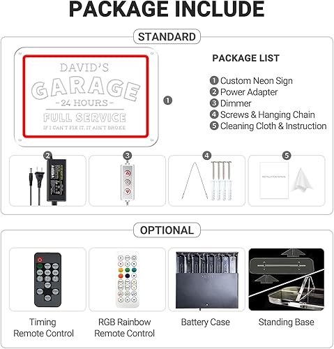 Miniatura 6 de Letrero de neón personalizado para garaje para decoración de pared, letreros LED de garaje con nombre personalizado para hombres, luz de neón