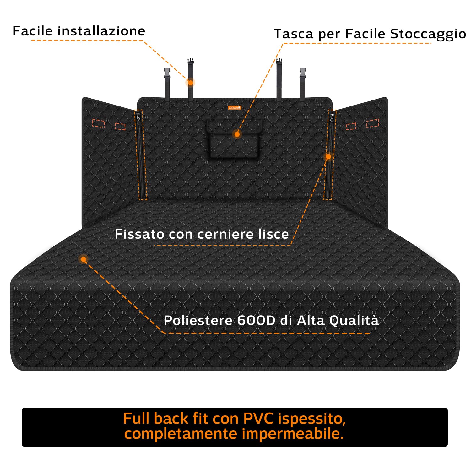 Alfheim Telo Auto per Cani Bagagliaio auto doppio livello Protezione Antiscivolo e Impermeabile Lavabile Durevole Tappetino di Viaggio, Universale per SUV per Auto