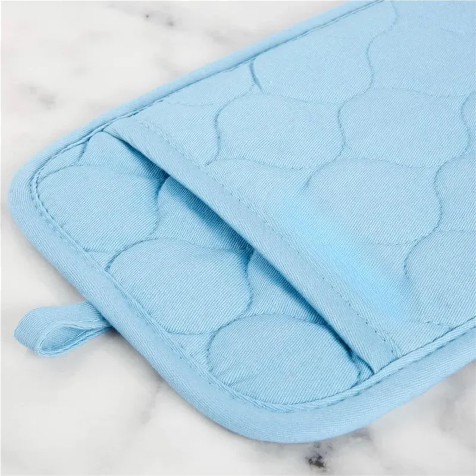 Gants De Four Gant de four matelassé en coton éponge, manique résistant à la chaleur, 16"x26", 7"x13" et 7"x10", velours bleu Pour La Cuisson