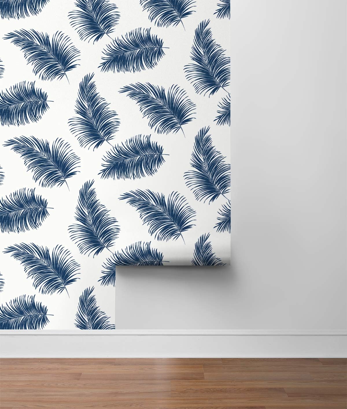 Lillian August NextWall Luxe Haven Tossed Palm Peel and Stick Wallpaper (White & Navy)