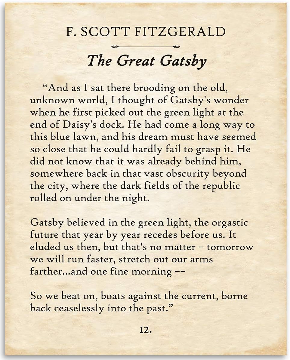 Lone Star Art F. Scott Fitzgerald - The Great Gatsby - 11x14 Unframed Typography Book Page Print - Great Gift for Twentieth-Century Literature Fans