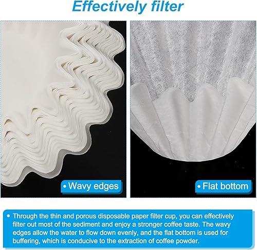 Miniatura 10 de PATIKIL Filtros de café para cesta de 1 a 2 tazas, filtro de papel marrón de 6.1 x 1.8 pulgadas, cafeteras de goteo desechables para cafetería,