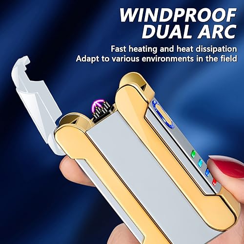 Miniatura 8 de BABOBIU Encendedor eléctrico de plasma, recargable por USB, sin llama, resistente al viento, con encendido táctil inteligente para amantes, miembros