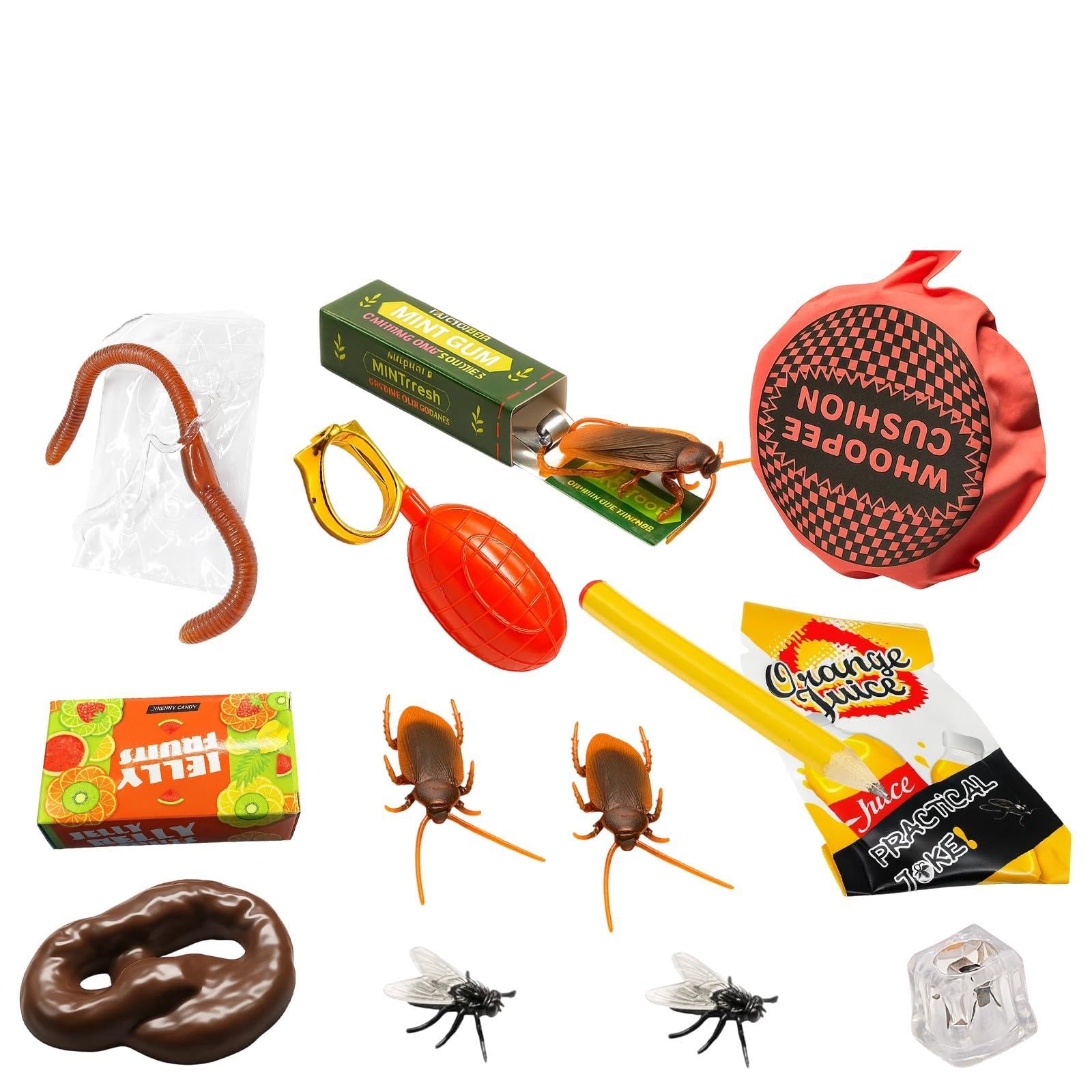 1 Prank Kit, 14 Hilarious Prank Toys for Kids and Adults, Perfect for Parties, Sleepovers and Family Gatherings, Ideal as Party Bag Fillers and Gifts, Gift Box for Men Friends Tricks