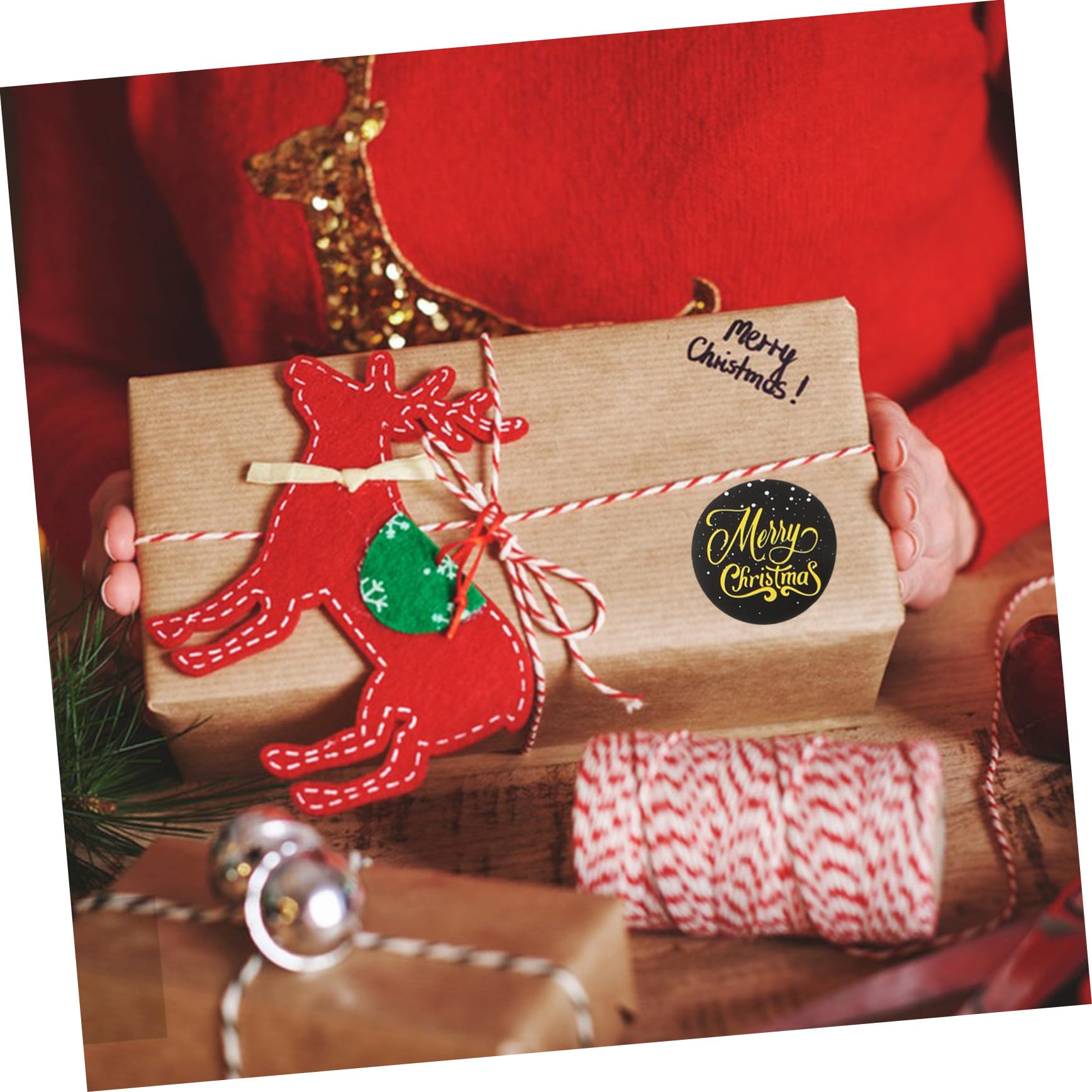 5 Adesivi Natalizi Rotondi Etichette Regalo Decorative per Scatole e Buste Adesivi Scrivibili per Auguri e Confezioni Festive