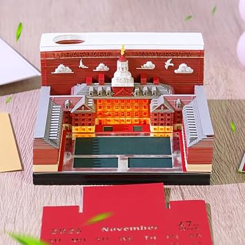 Clock Calendar 2026, 3D Desk Calendar 2026, 3D Paper Carving Calendar, Tearaway 3D Paper Art Notepad Memo Pad, Creative 3D Sticky Notes Art Pad for Room Office Desktop Decoration