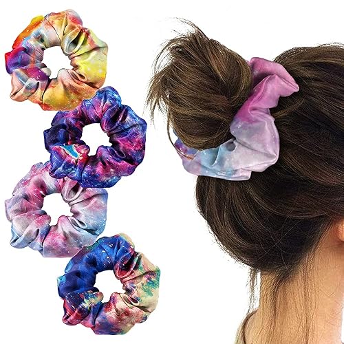 WIRESTER 4 Pcs Satin Hair Scrunchies, Silk Hair Ties, Soft