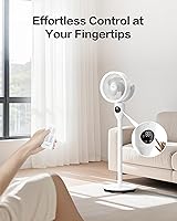 Vista 9 de Candy Standing Fan for Bedroom, 3 Heights Adjustable Pedestal Fan with Remote, 90° Oscillating Floor Fan, 8 Speeds & 3 Modes, 25dB Quiet Room Fan