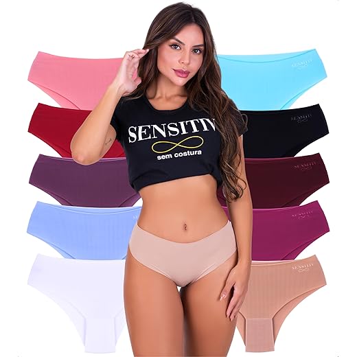 kit com10 calcinhas altas Sensitiv sem costura corte laser