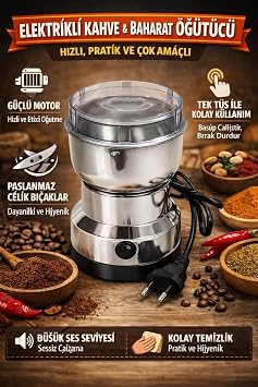Mini Baharat Kahve Öğütücü Elektrikli 10s Hızlı Öğütücü Çok İşlevli Parçalama Makinesi Kuru Tahıl Değirmeni Baharat Tohumları Pirinç Çekirdeği Çeşniler,Kahve Çekirdeği Öğütücü