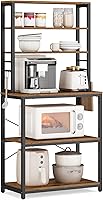 Vista 10 de VASAGLE Barra de café, estante de panadero de 31.5 pulgadas para cocina con almacenamiento, estantes de cocina de 6 niveles con 6 ganchos, soporte