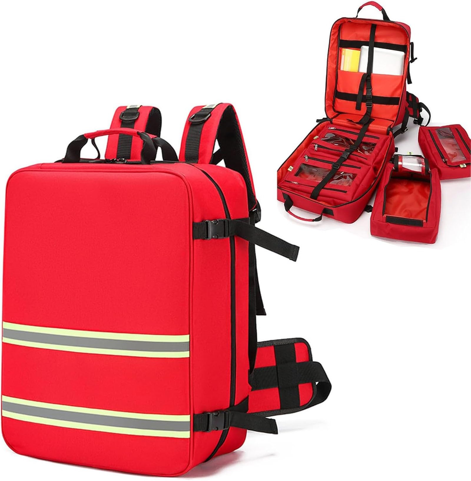 Borsa di pronto soccorso Zaino medico vuoto Trattamento infermiere Primo soccorritore Borsa trauma per campeggio ciclismo escursionismo Borsa paramedico EMT(Red)