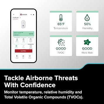 Kidde Smart Carbon Monoxide Detector & Indoor Air Quality Monitor, Plug-in with AA Battery Backup, Real-Time Notifications, 2.4 GHz Wi-Fi Enabled, Rotating Plug, 85 dB Alarm, 5th Edition, COPDLQW