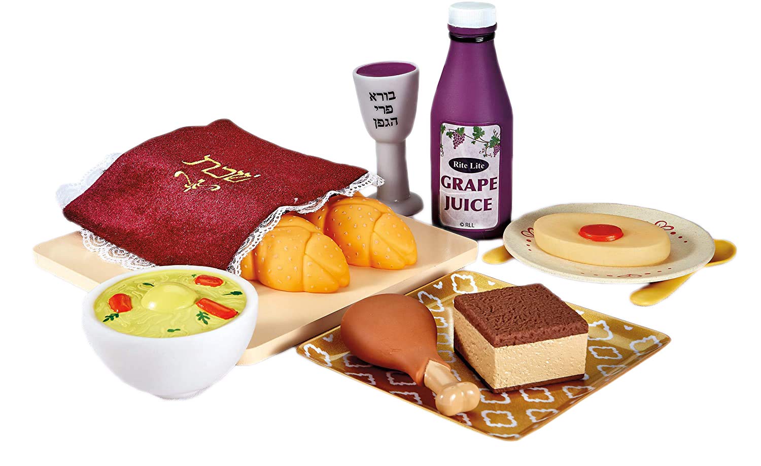 Rite LiteMy First Shabbat Play Food Set - Jewish Kids Gift, Pretend Play Judaica Toy - Includes Challah, Grape Juice, Kiddush Cup, and More - Great Jewish Educational Toy for Shabbat Learning & Fun