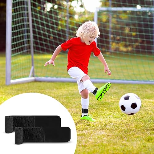 Miniatura 6 de Vinsot 6 piezas de correa de protección de espinilleras de fútbol, correas antideslizantes al tobillo, bandas de calcetines de fútbol, espinilleras