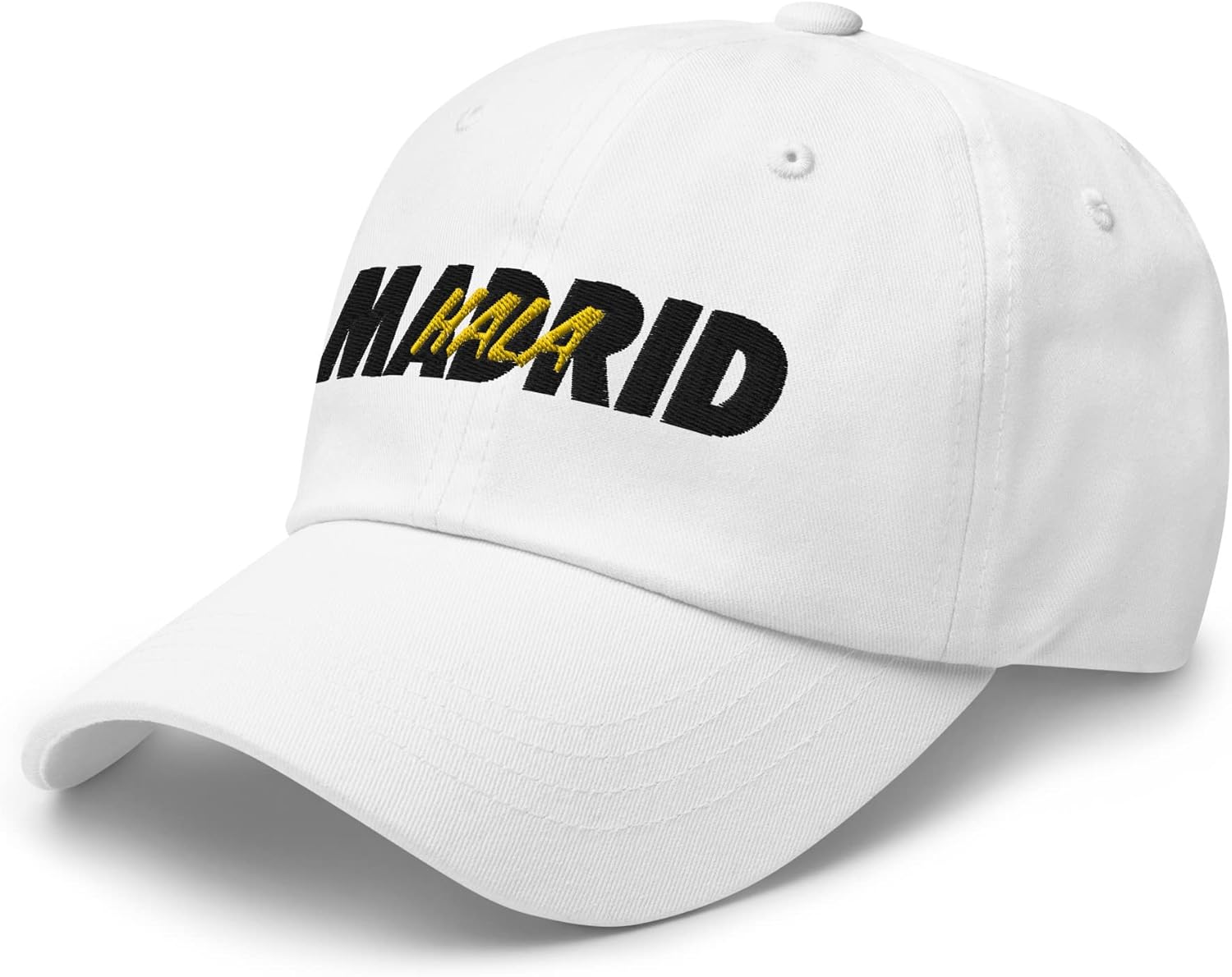 Dedbol Hala Madrid Graphic Embroidered Dad Soccer Hat White, One Size