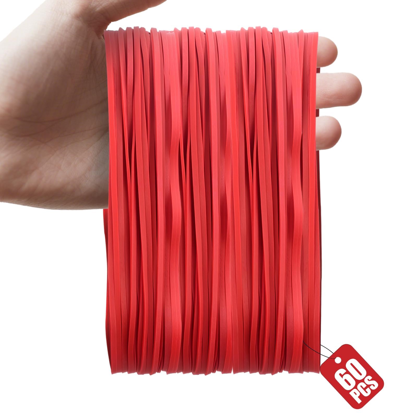 XRXYMQ Large Elastic Rubber Bands 60 Pieces Red Elastic Bands 180x3 mm Office Thick Rubber Band for Heavy Duty Office Bills Crafts DIY