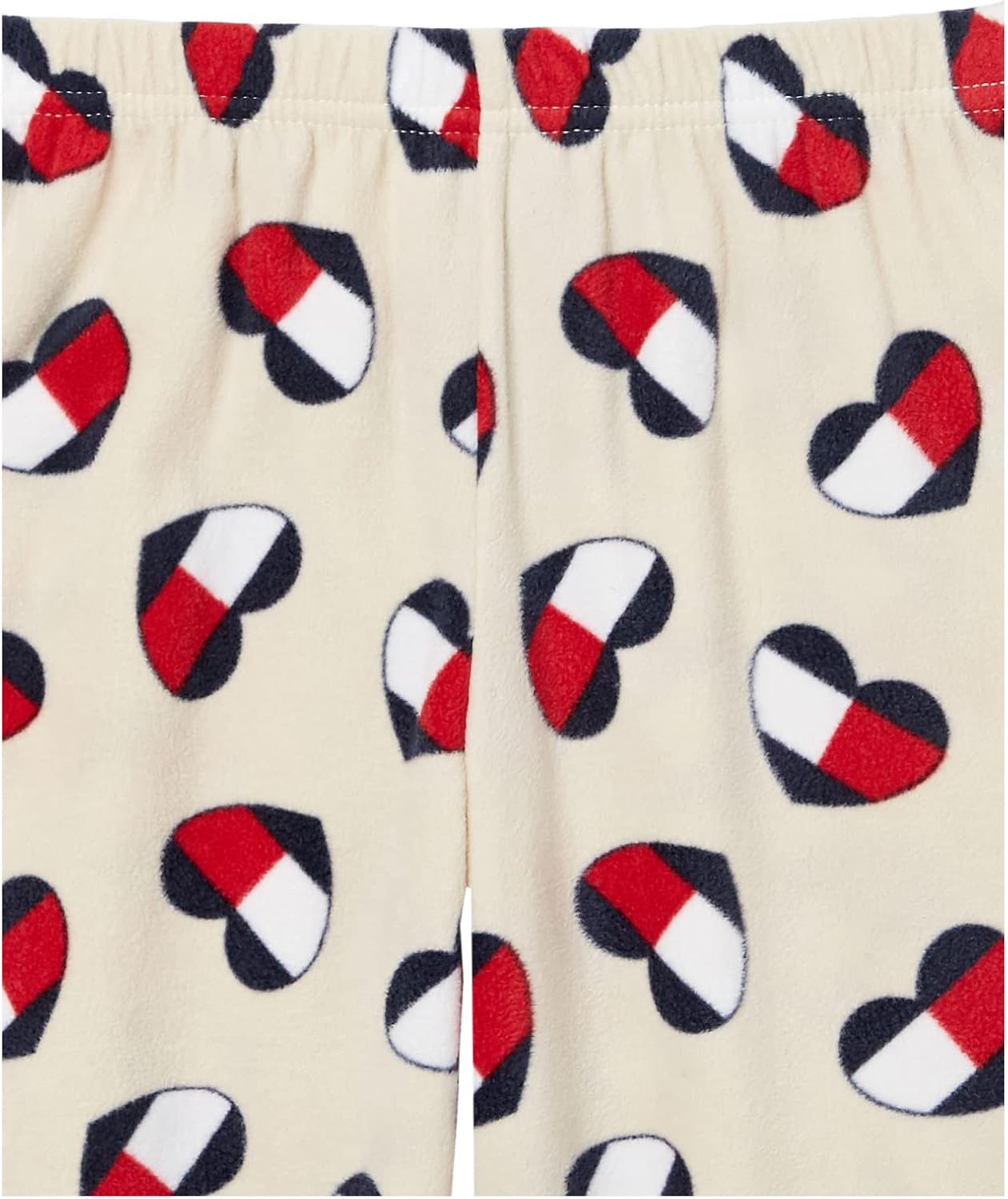 Tommy Hilfiger Girls' 2 Piece Pants Set 6-7 Cream Logo Hearts