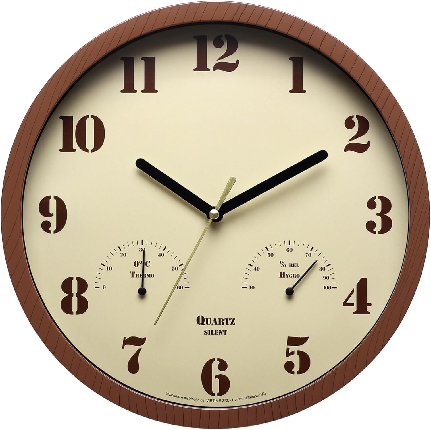 Outdoor Wall Clock with Thermometer Hygrometer, 10 Inch Weatherproof Garden Clock, Silent Non-Ticking for Patio, Porch, Living Room, Brown, Outdoor Weatherproof Garden, Wall, Outdoo
