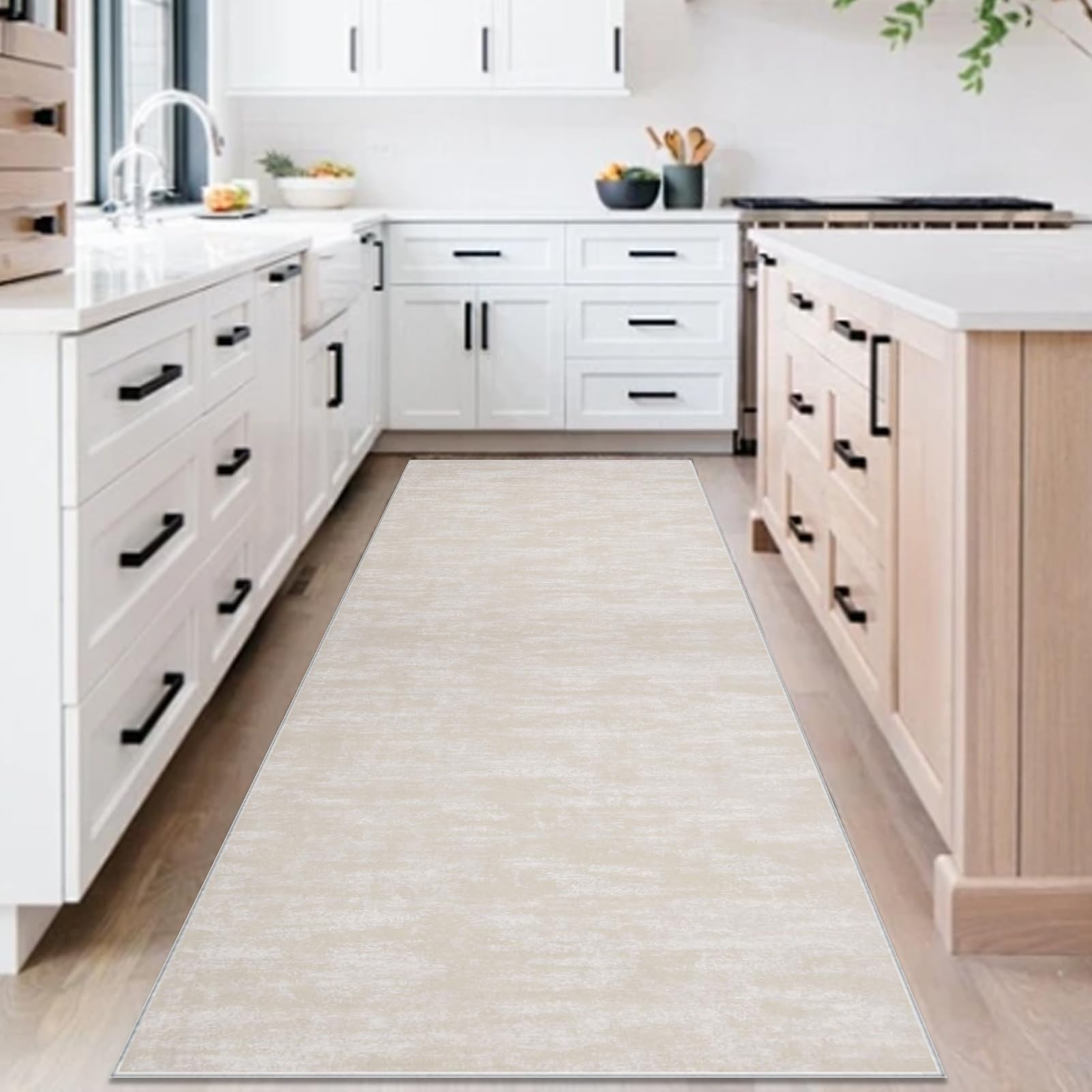 Läufer Teppich für Flur Küche rutschfest 120 x 500 cm Beige Teppichläufer Flur Waschbar Küchenläufer Flurteppich Küchenteppich Flurläufer Lang Korridor Teppich Läufer für Flur Eingang Schlafzimmer
