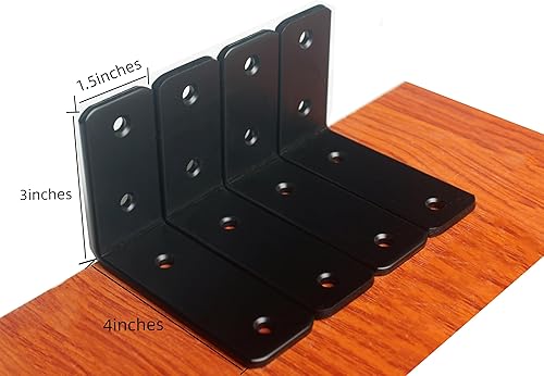 Miniatura 2 de Paquete de 12  4 pulgadas de largo x 3 pulgadas de alto x 1.5 pulgadas de ancho, 0.197 in de grosor, soportes de estante de hierro, soportes de