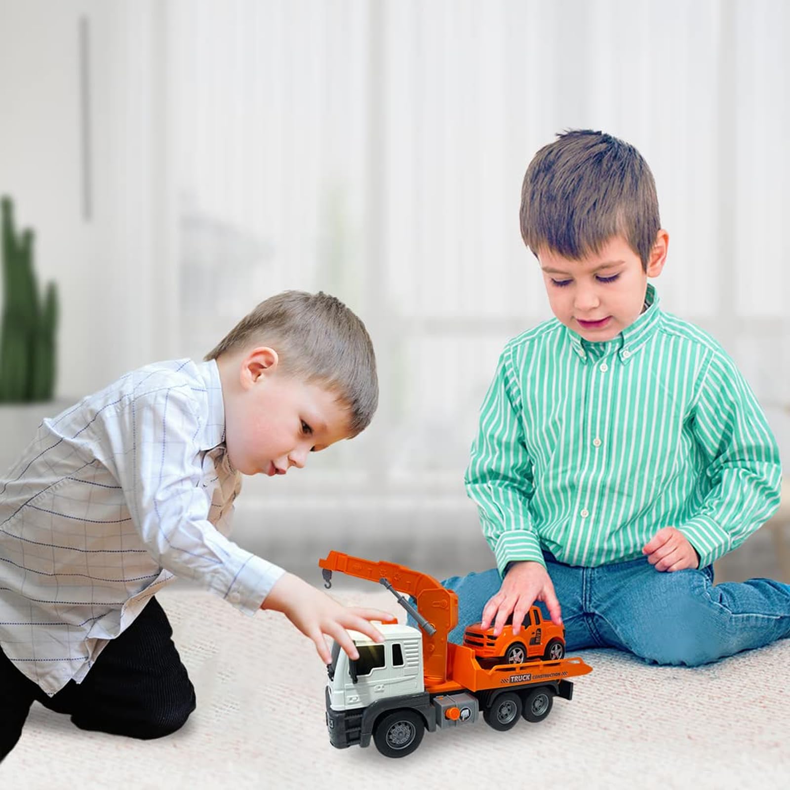 Scala 1:16 Carro Attrezzi Giocattolo,Grande Camion giocattolo,Carroattrezzi,Camion di Salvataggio,veicolo di Recupero con Luci e Suoni Funzione camion Giocattolo Regalo per Bambini 3 4Anni