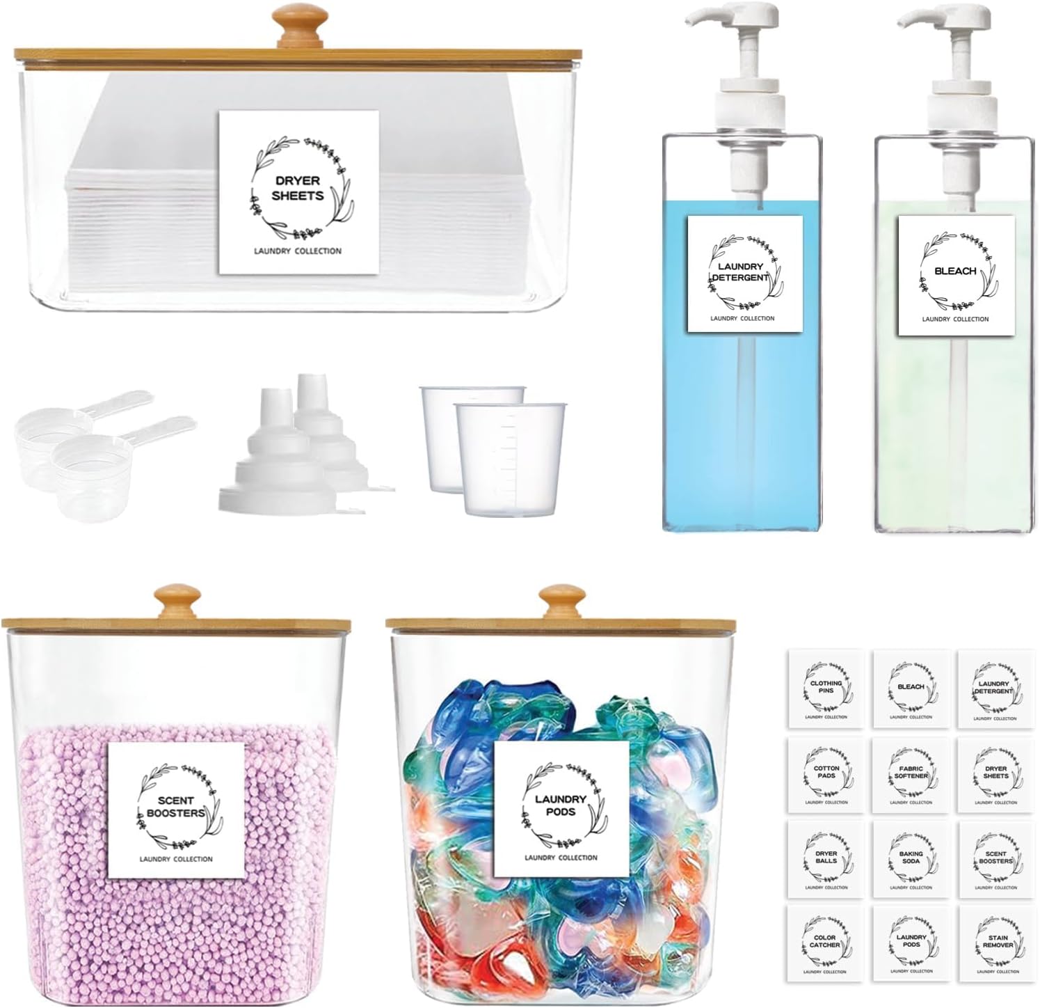 FEXIA 5 Pack Laundry Pods Containers and Dryer Sheet Holder with Laundry Detergent Dispenser Laundry Room Organization Storage Containers with Lids and Labels Soap Dispenser for Laundry Room FEXIA 5 Pack Laundry Pods Containers and Dryer Sheet Holder with Laundry Detergent Dispenser Laundry Room Organization Storage Containers with Lids and Labels Soap Dispenser for Laundry Room